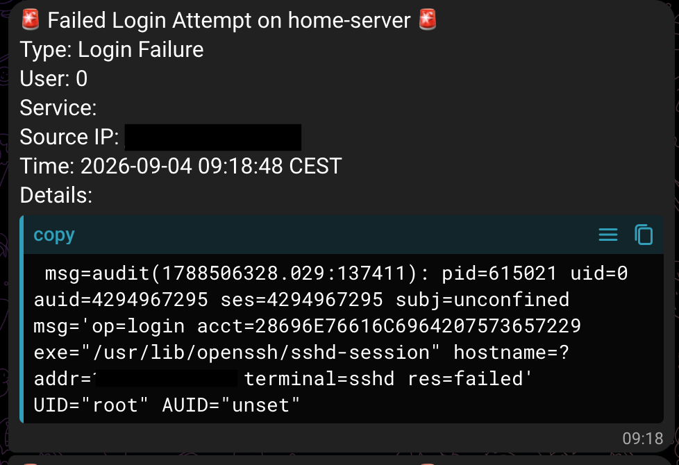 Failed login notification