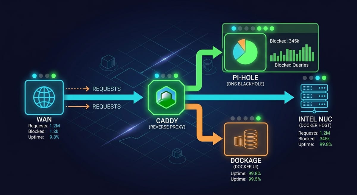 Pihole, dockge and caddy reverse proxy